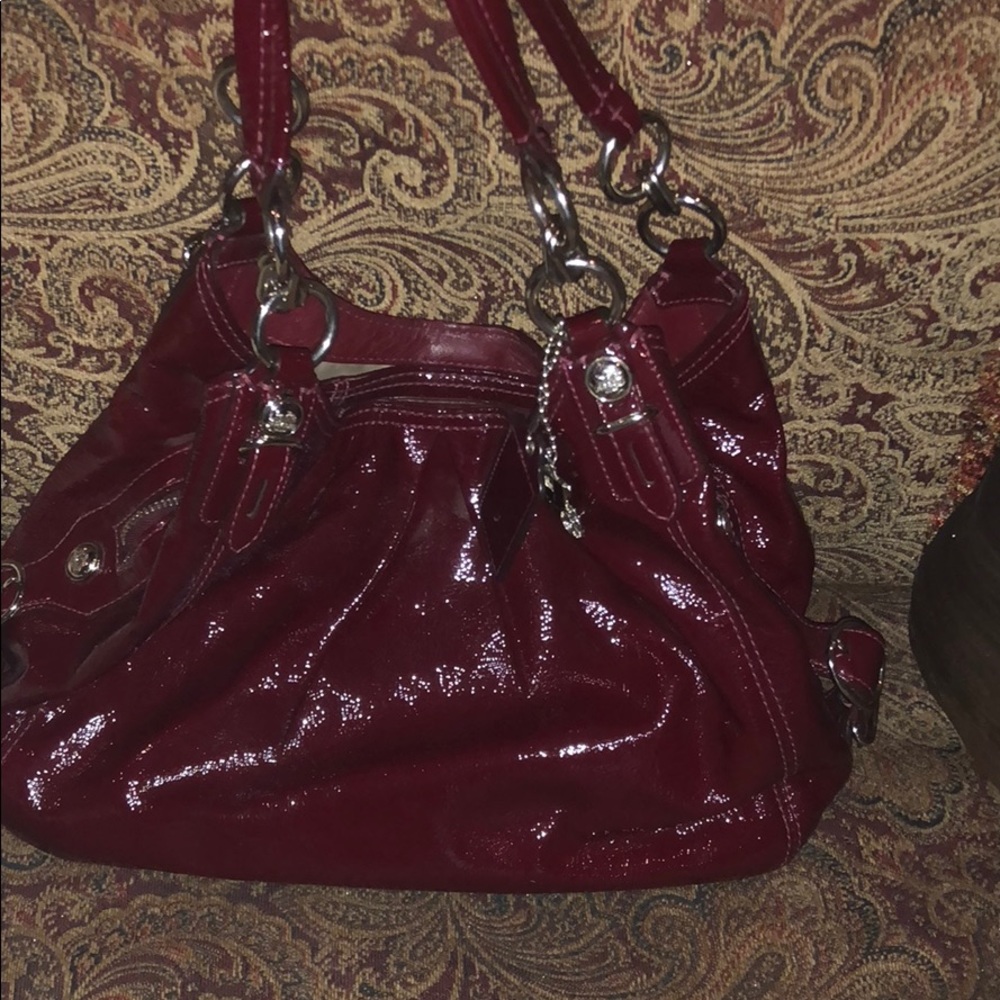 Red leather coach